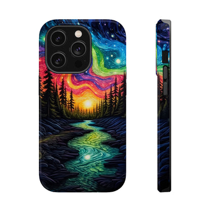 Celestial Nightscape MagSafe iPhone Case – Vibrant River and Starry Sky Design