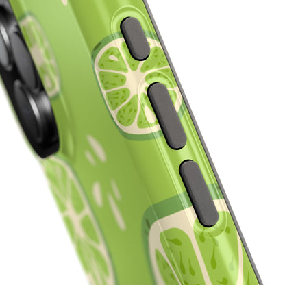 Zesty Lime Splash Tough MagSafe iPhone Case – Fresh Citrus Design, Dual-Layer Protection