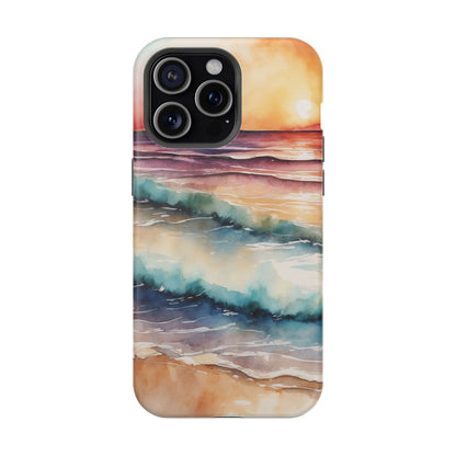 Sunset Waves MagSafe iPhone Case – Vibrant Watercolor Design