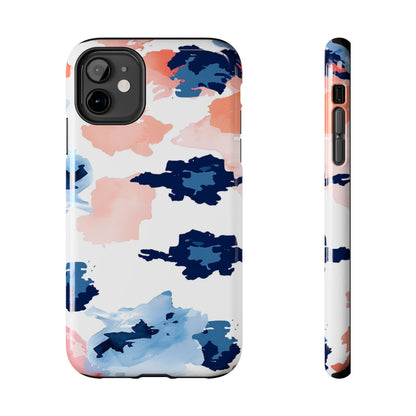 Abstract Coral & Navy Watercolor Design – iPhone Case