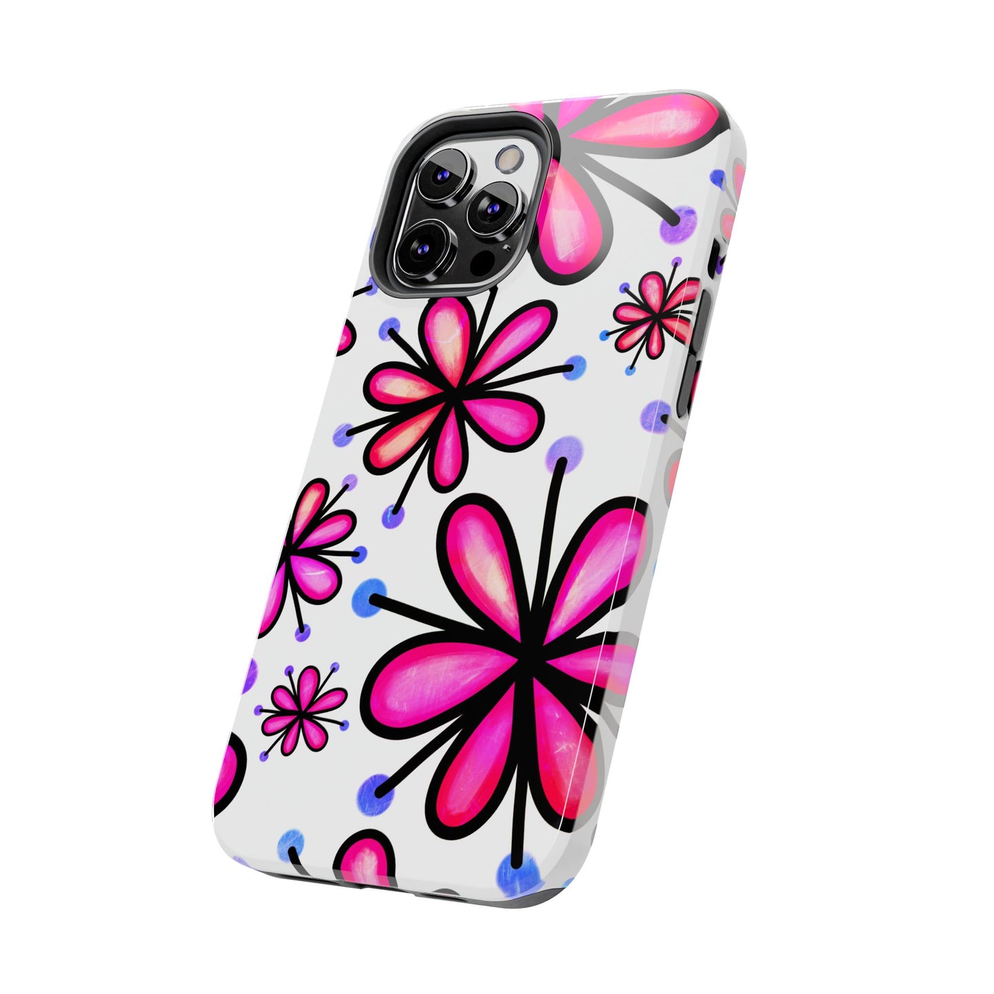 Pink Retro Bloom iPhone Case – Ultra-Slim Design, Glossy Finish