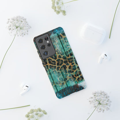 Turquoise Rustic Leopard Wood - Samsung Galaxy Series Case