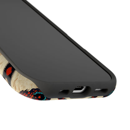 Wild Boho Leopard Print & Floral Tough MagSafe iPhone Case – Eclectic Tribal Design, Dual-Layer Protection