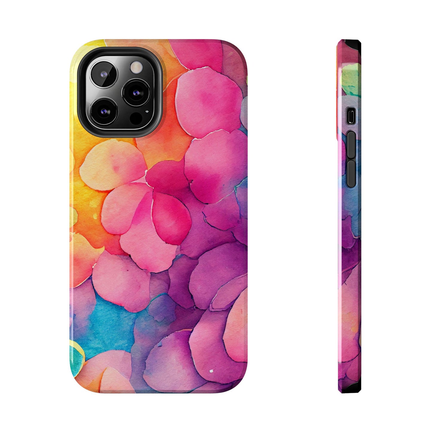 Sunset Petals Watercolor iPhone Case – Slim Design, Glossy Finish