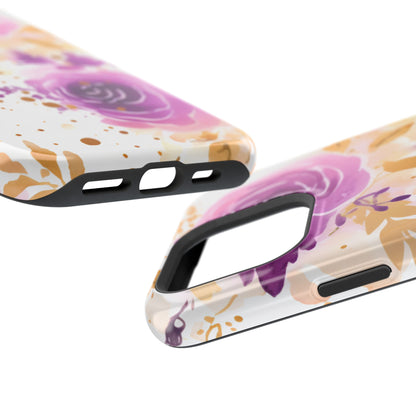 Soft Purple & Gold Floral Splash - MagSafe iPhone Series Case