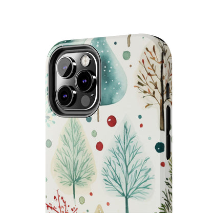 Watercolor Winter Trees iPhone Case – Nature-Inspired, Holiday Theme Protective Cover