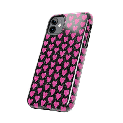 Glitter Pink Hearts iPhone Case