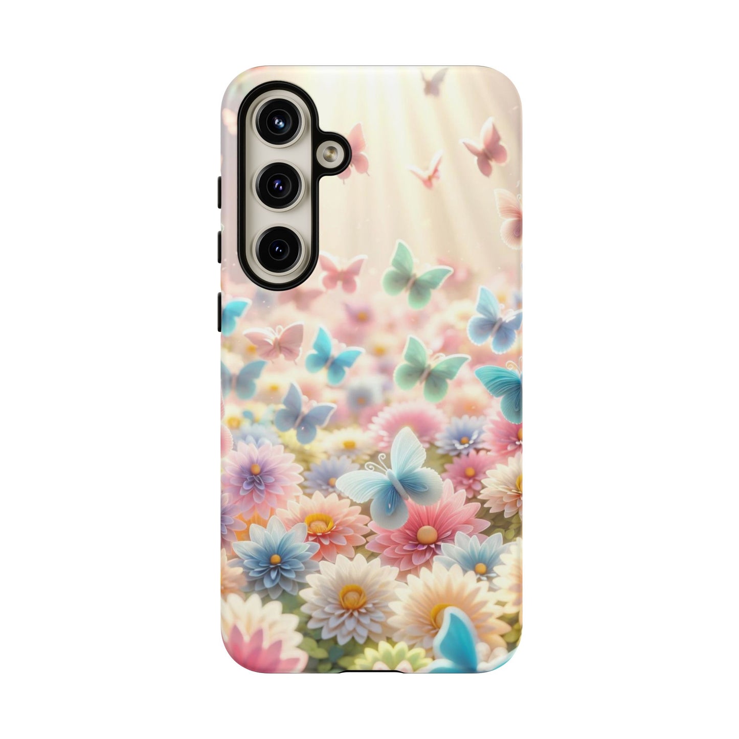 Butterfly Blossom Samsung Case - Pastel Floral Protective Cover