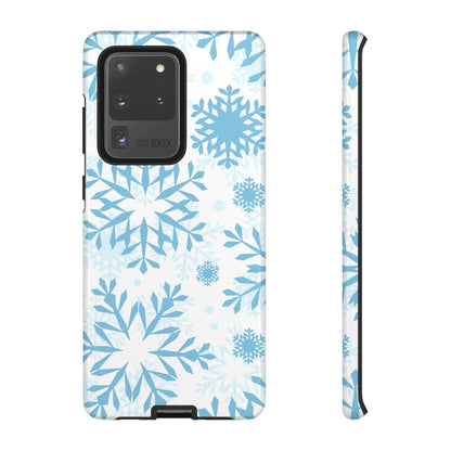 Frosty Blue Snowflakes Samsung Galaxy Case – Shockproof, Smooth Matte Finish, Dual-Layer Design