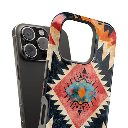 Bold Aztec Pattern Tough MagSafe iPhone Case – Vibrant Geometric Design, Dual-Layer Protection