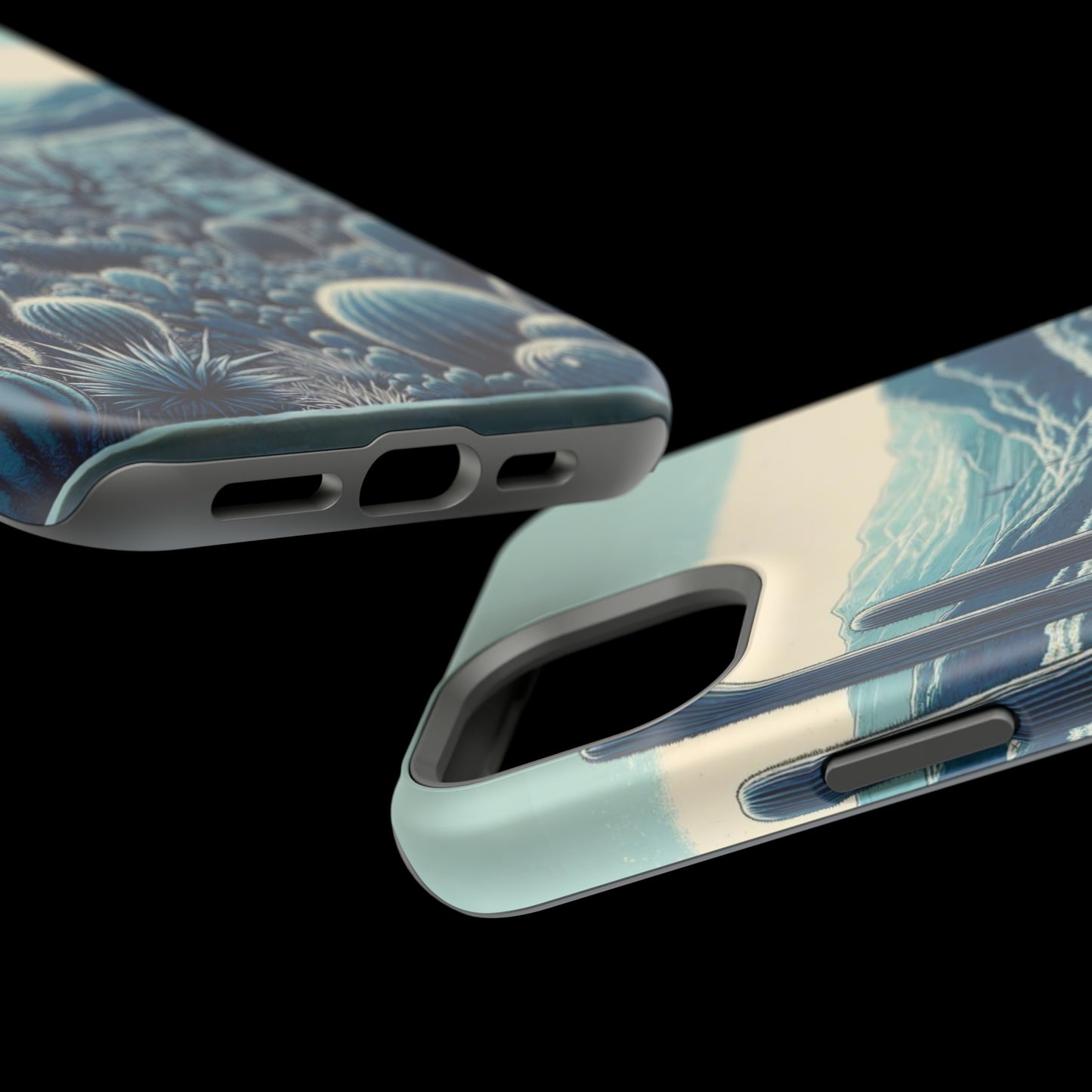 Desert Blues MagSafe Case - Serene Cactus Landscape for iPhone Series 13, 14, & 15