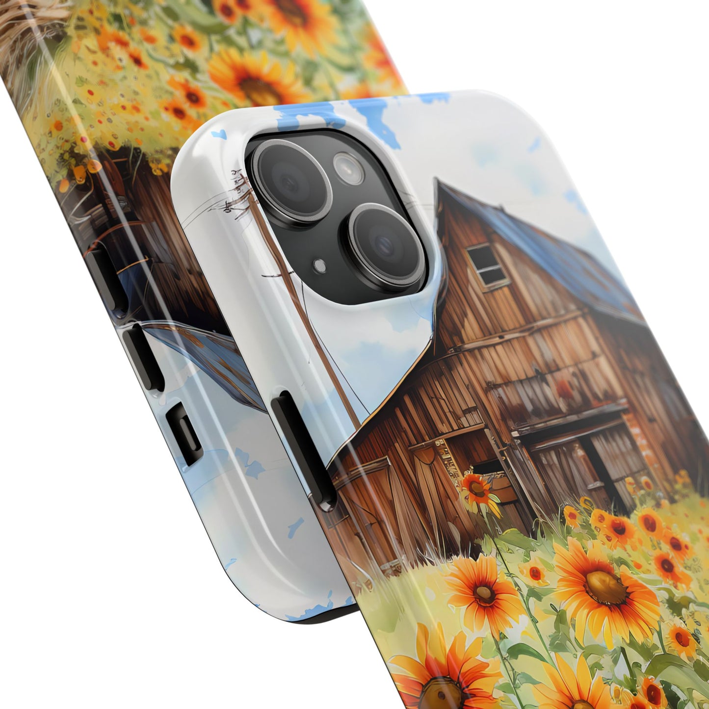 Country Road Sunflower iPhone Case: Rustic Barnyard Design, Cute Floral Case