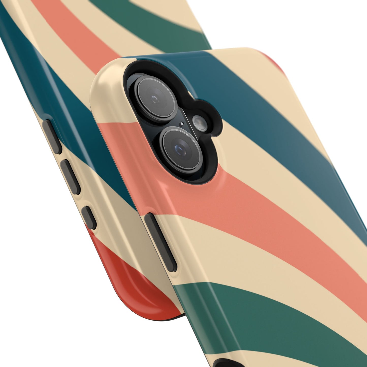 Retro Sunburst Swirl MagSafe iPhone Case – Dual-Layer Protection with Bold 70s Vibes