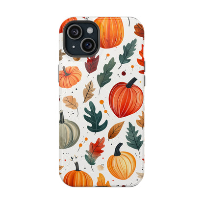 Autumn Harvest MagSafe iPhone Case - Pumpkin and Fall Leaf Design