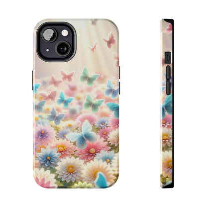 Butterfly Flower Garden - iPhone Case - Pastel Floral Protective Cover