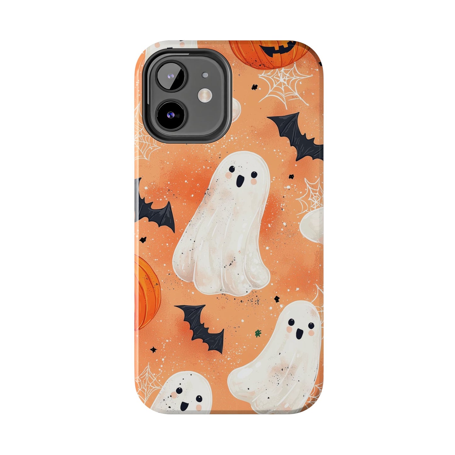 Spooky Cute Ghost iPhone Case – Halloween Ghosts, Pumpkins, Bats & Cobwebs Design