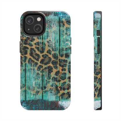 Turquoise Rustic Leopard Wood - iPhone Series Case