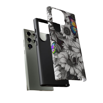 Rainbow Butterflies & Monochrome Sunflowers – Samsung Galaxy Case