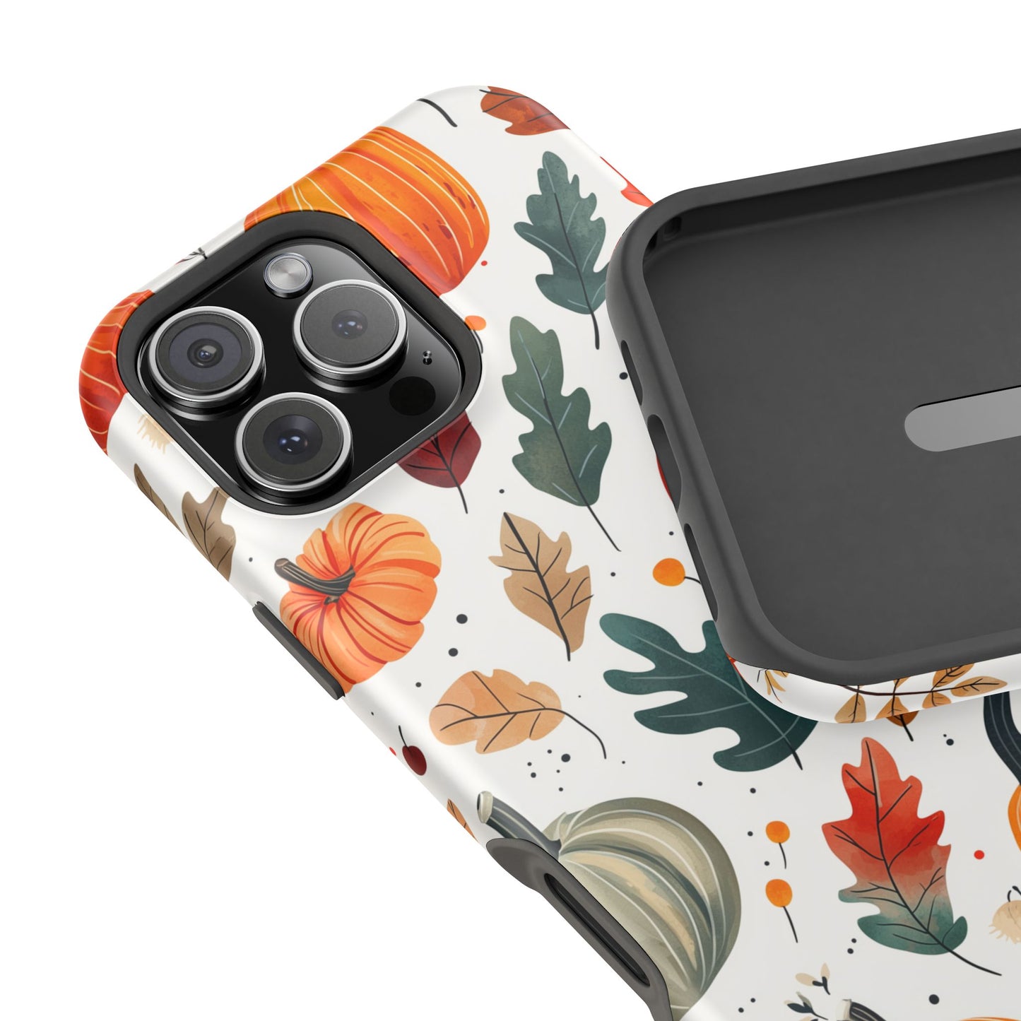 Autumn Harvest MagSafe iPhone Case - Pumpkin and Fall Leaf Design