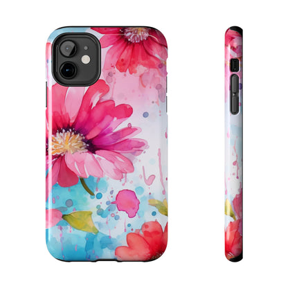 Vibrant Watercolor Red & Pink Floral - iPhone Case