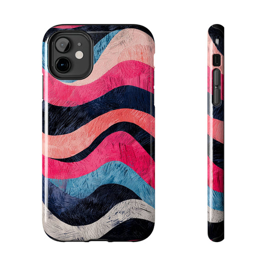 Abstract Wave Pattern iPhone Case – Shockproof, Matte Finish, Dual-Layer Protection