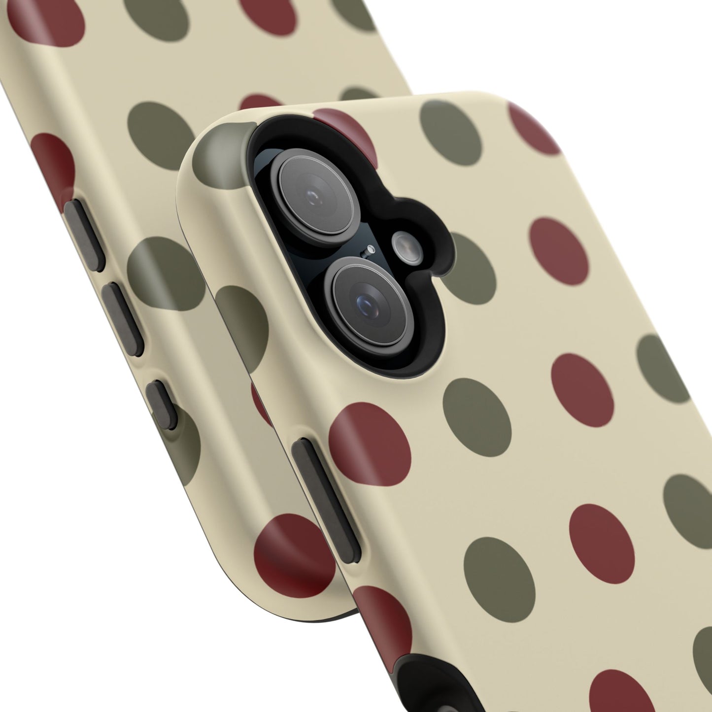 Red & Green Polka Dots on Cream – MagSafe iPhone Case