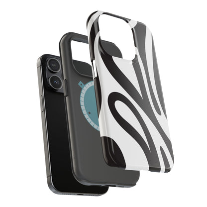 Modern Black and White Abstract Tough MagSafe iPhone Case – Bold Graphic Pattern with Dual-Layer Protection