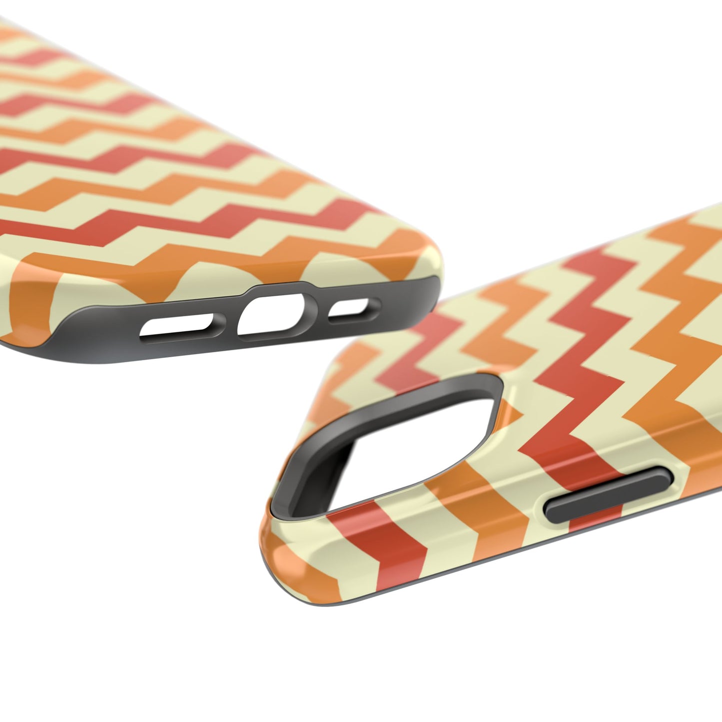 Warm Sunset Chevron – Orange, Red & Cream Geometric MagSafe iPhone Case