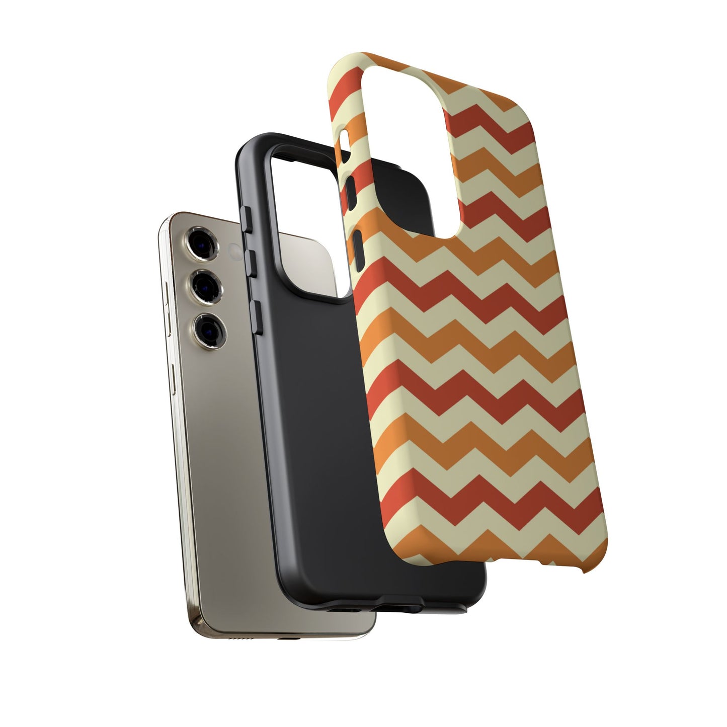 Warm Sunset Chevron – Orange, Red & Cream Geometric Samsung Galaxy Case