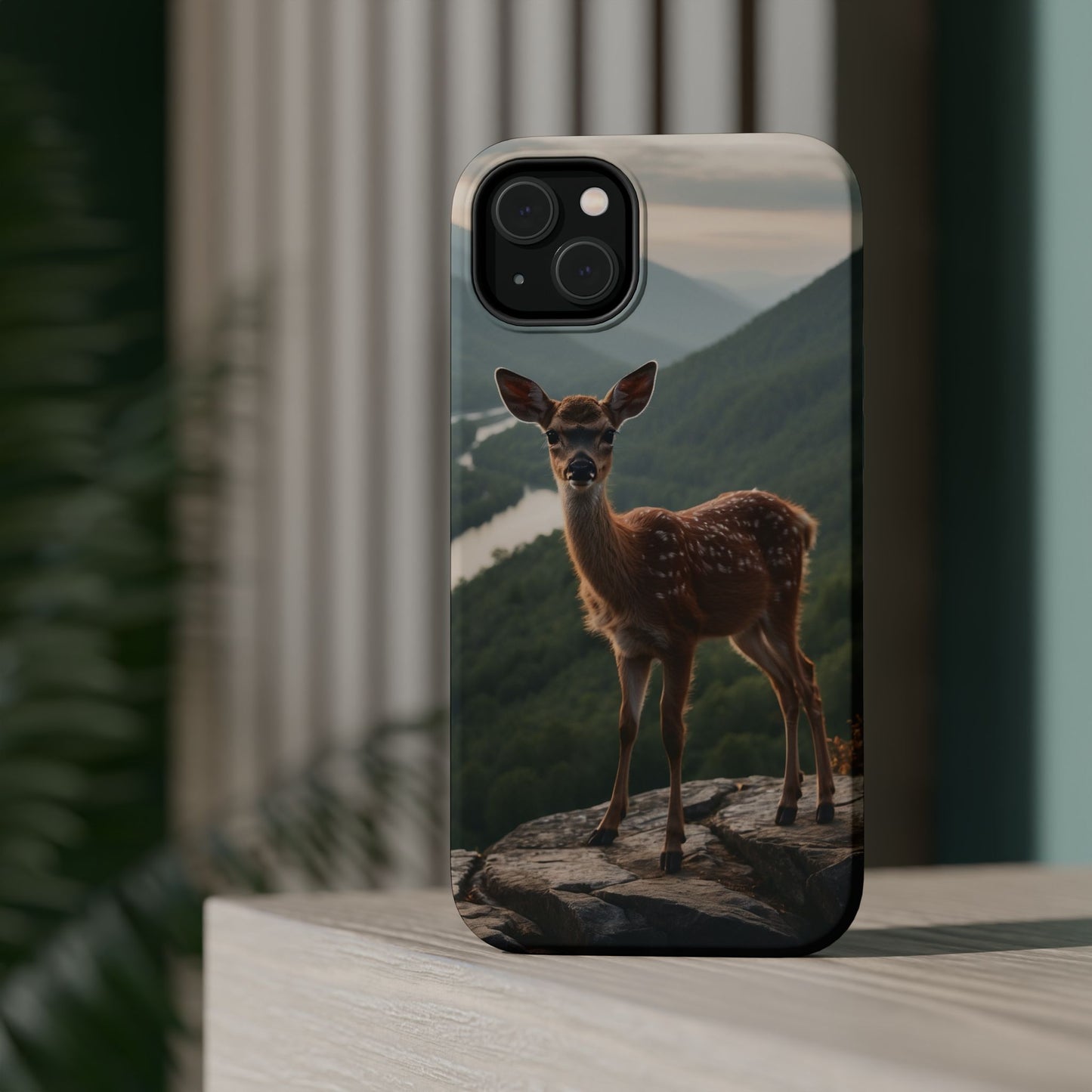 Majestic Fawn Overlooking Mountain Vista MagSafe iPhone Case