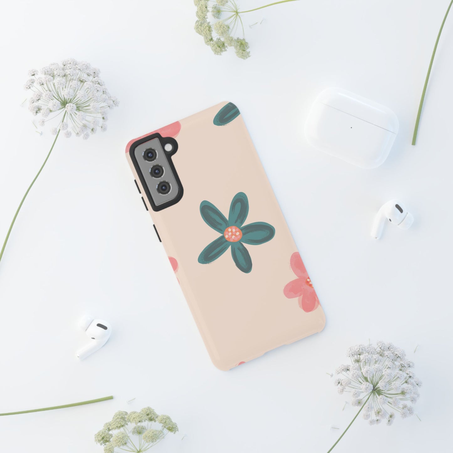 Vintage Floral Tough Samsung Galaxy Case – Soft Matte Finish with Dual-Layer Protection