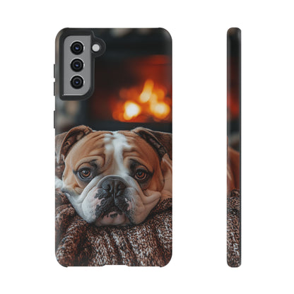 Cozy Bulldog Samsung Galaxy Case – Fireside-Inspired Protective Cover