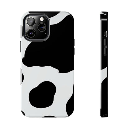 Bold Black and White Cow Print Tough iPhone Case – Modern Animal Pattern with Dual-Layer Protection