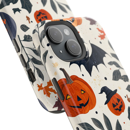 Spooky Halloween MagSafe iPhone Case – Pumpkins, Bats, and Spider Design