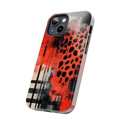 Cheetah Plaid iPhone Case – Red & Black Pattern