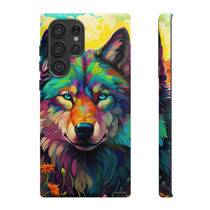 Rainbow Wolf in Bloom – Samsung Galaxy Case with Vivid Nature Design