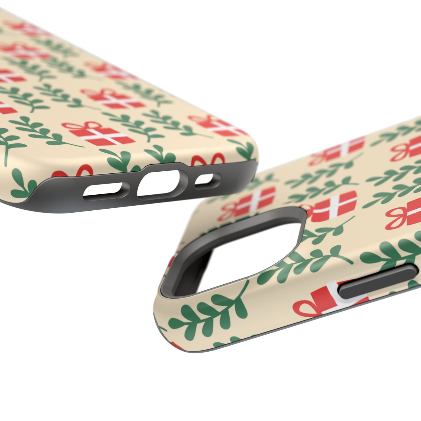 MagSafe iPhone Case: Holiday Cheer – Red Gifts & Green Leaves