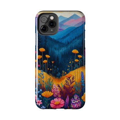 Vibrant Wildflower Mountain iPhone Case – Bold Nature Art, Dual - Layer Protection" - BOGO Cases