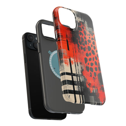 MagSafe iPhone Case: Cheetah Plaid – Red & Black Pattern