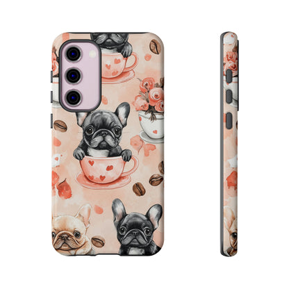 French Bulldogs in Heart Teacups Samsung Galaxy Case – Cute Dog & Floral Design, Shockproof Protection - BOGO Cases