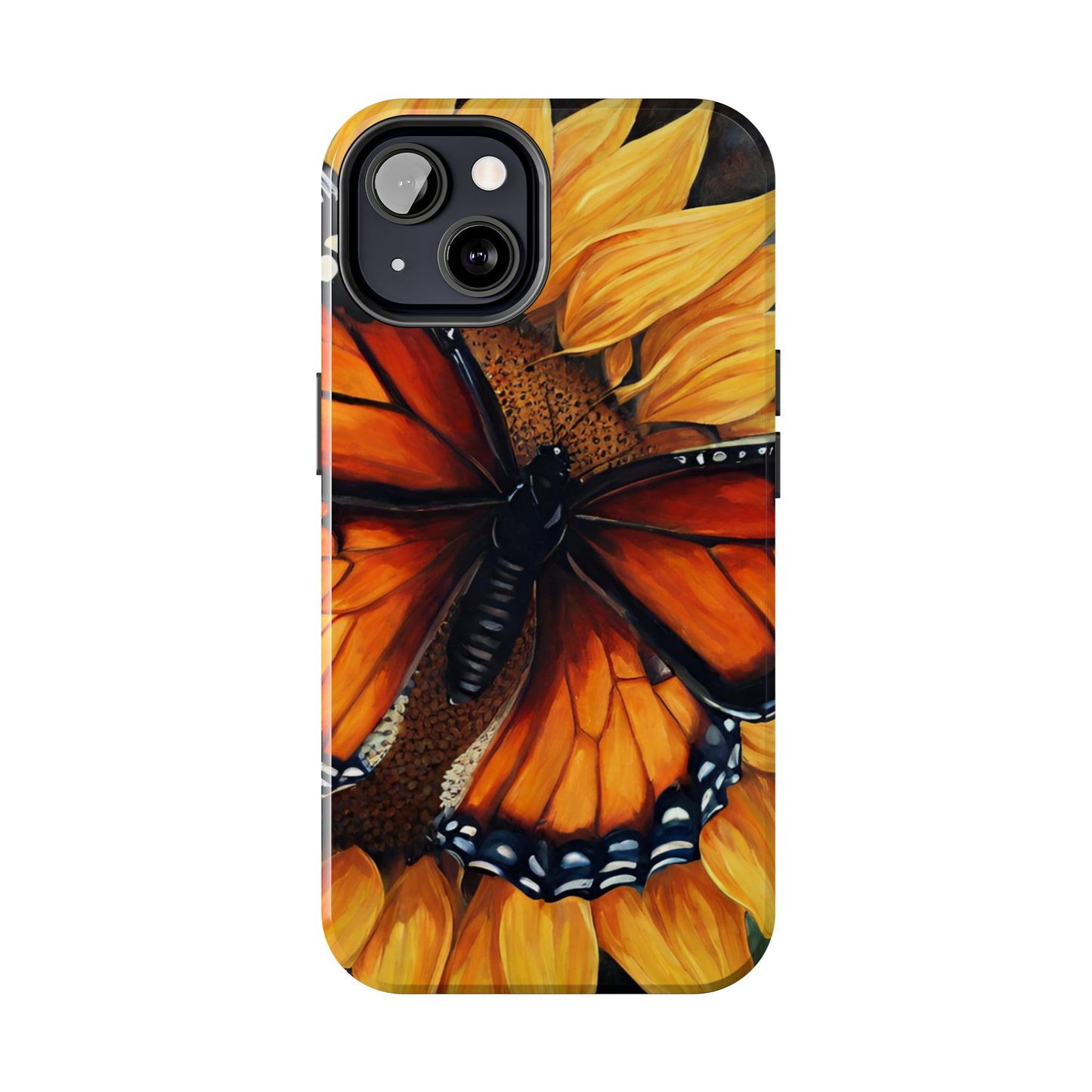 Monarch Butterfly & Sunflower Art – iPhone Case