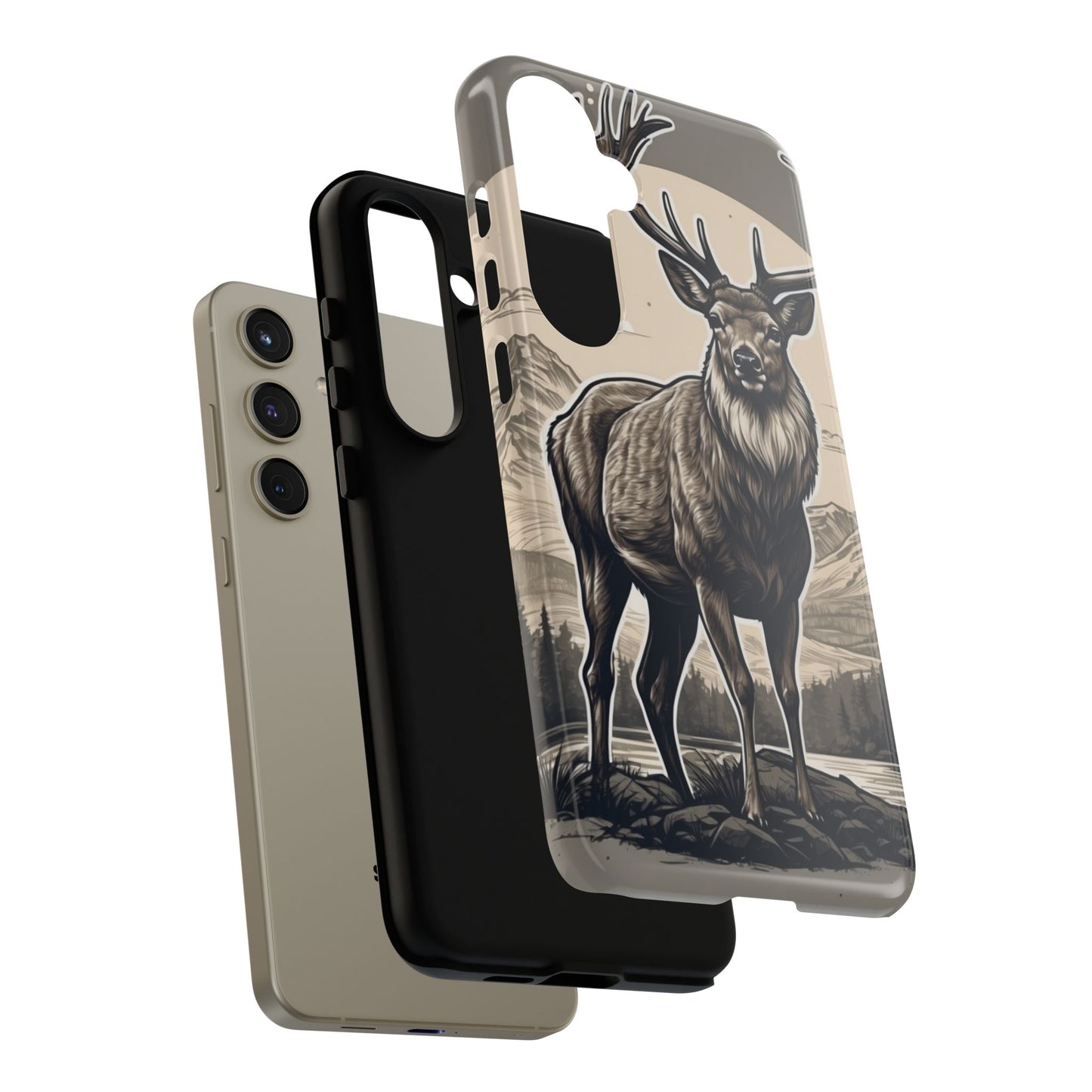 Monochrome Majesty – Regal Stag Samsung Galaxy Phone Case