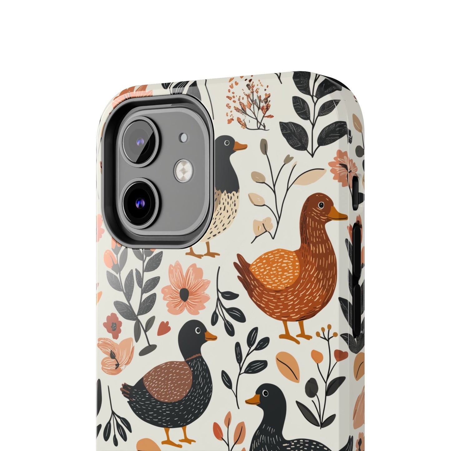 Farm Duck & Flowers iPhone Case – Vintage Floral Design