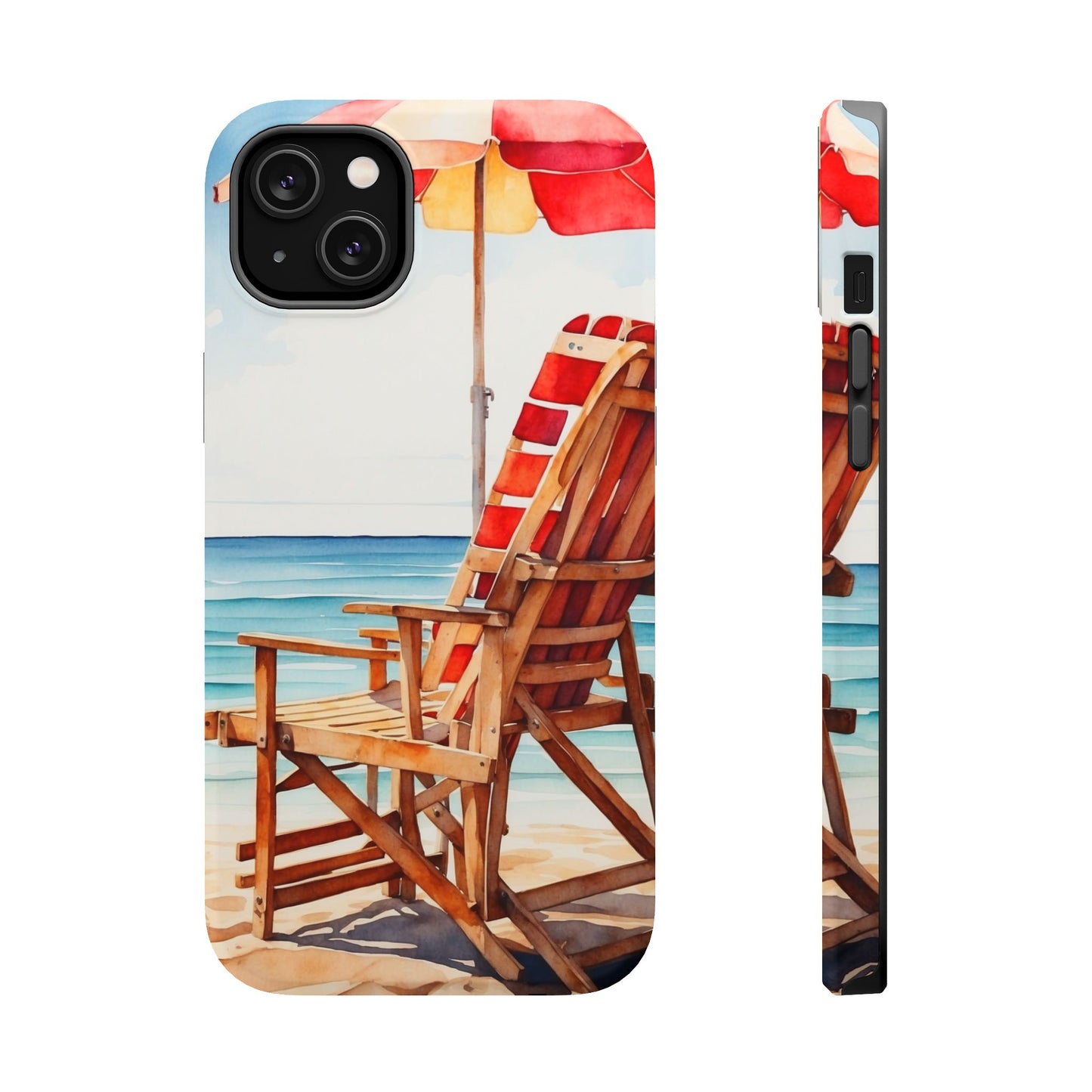 Beach Bliss MagSafe iPhone Series Case – Relaxing Seaside Chair and Umbrella Design