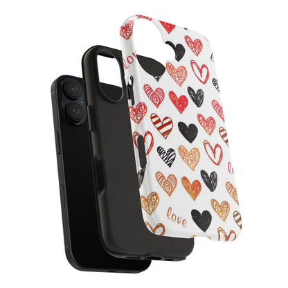 iPhone Case: Hand-Drawn Hearts & Love