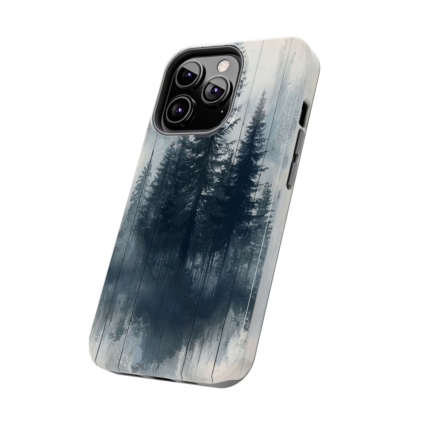 Rustic Pine Forest iPhone Case - Blue Toned Woodland Country Design