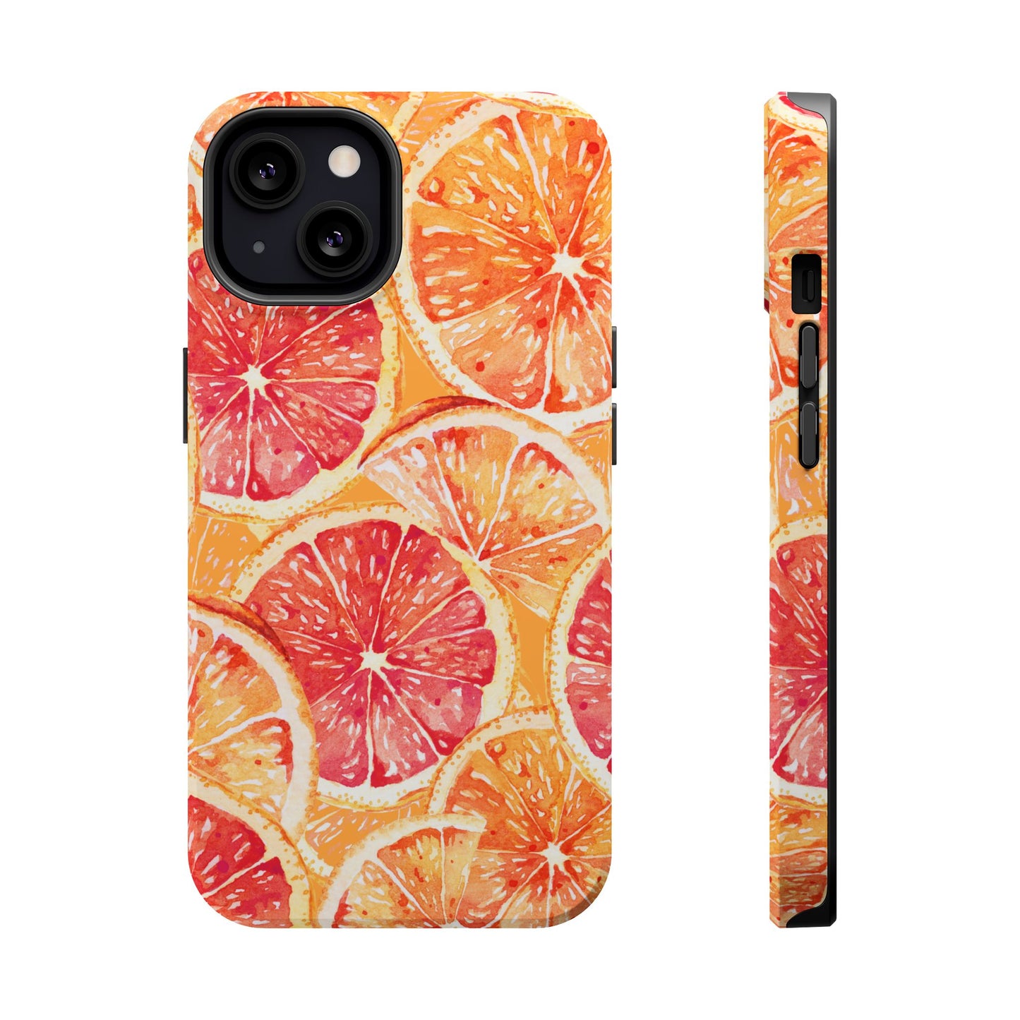 Watercolor Citrus Splash Tough MagSafe iPhone Case – Vibrant Fruit Print, Shock-Resistant Design