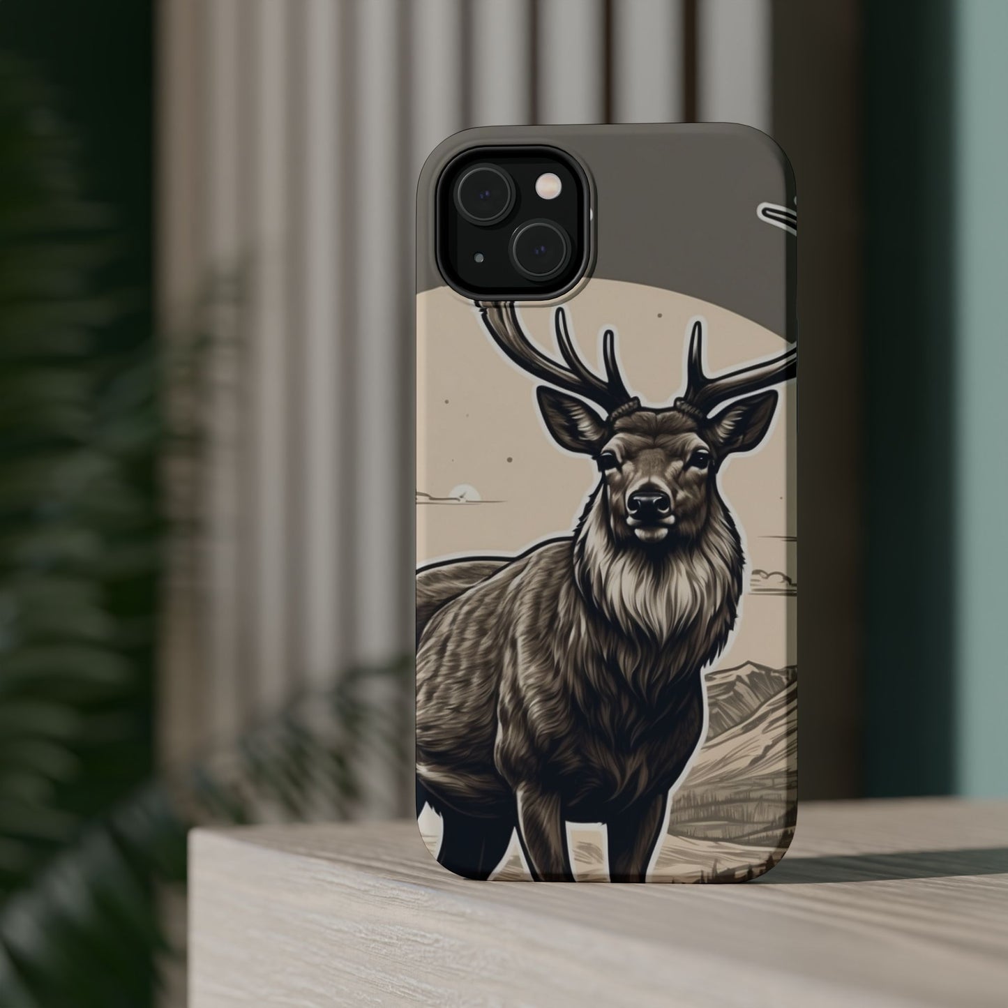 Monochrome Majesty – Regal Stag MagSafe iPhone Cases