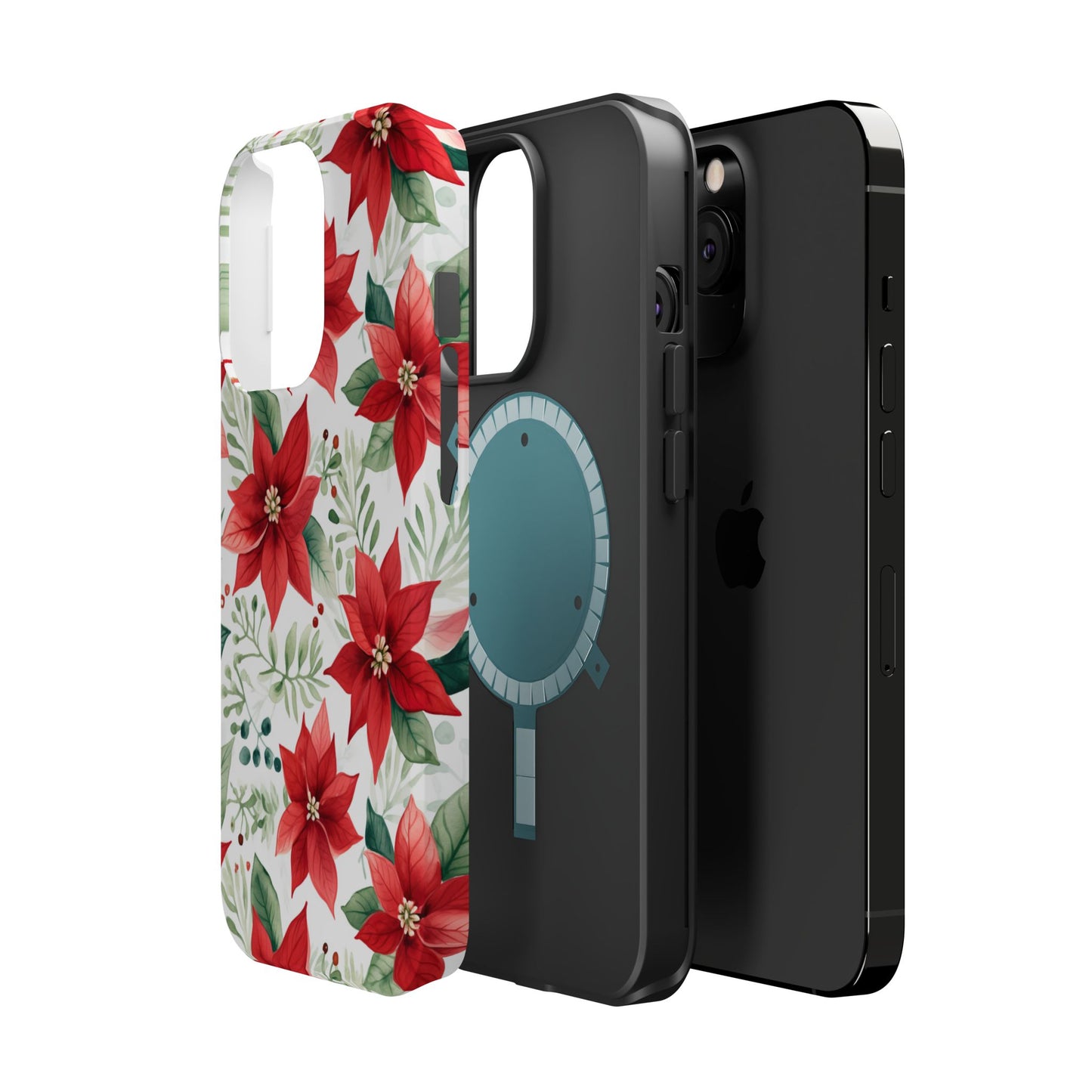 Festive Poinsettia Holiday Pattern – MagSafe iPhone Series Case