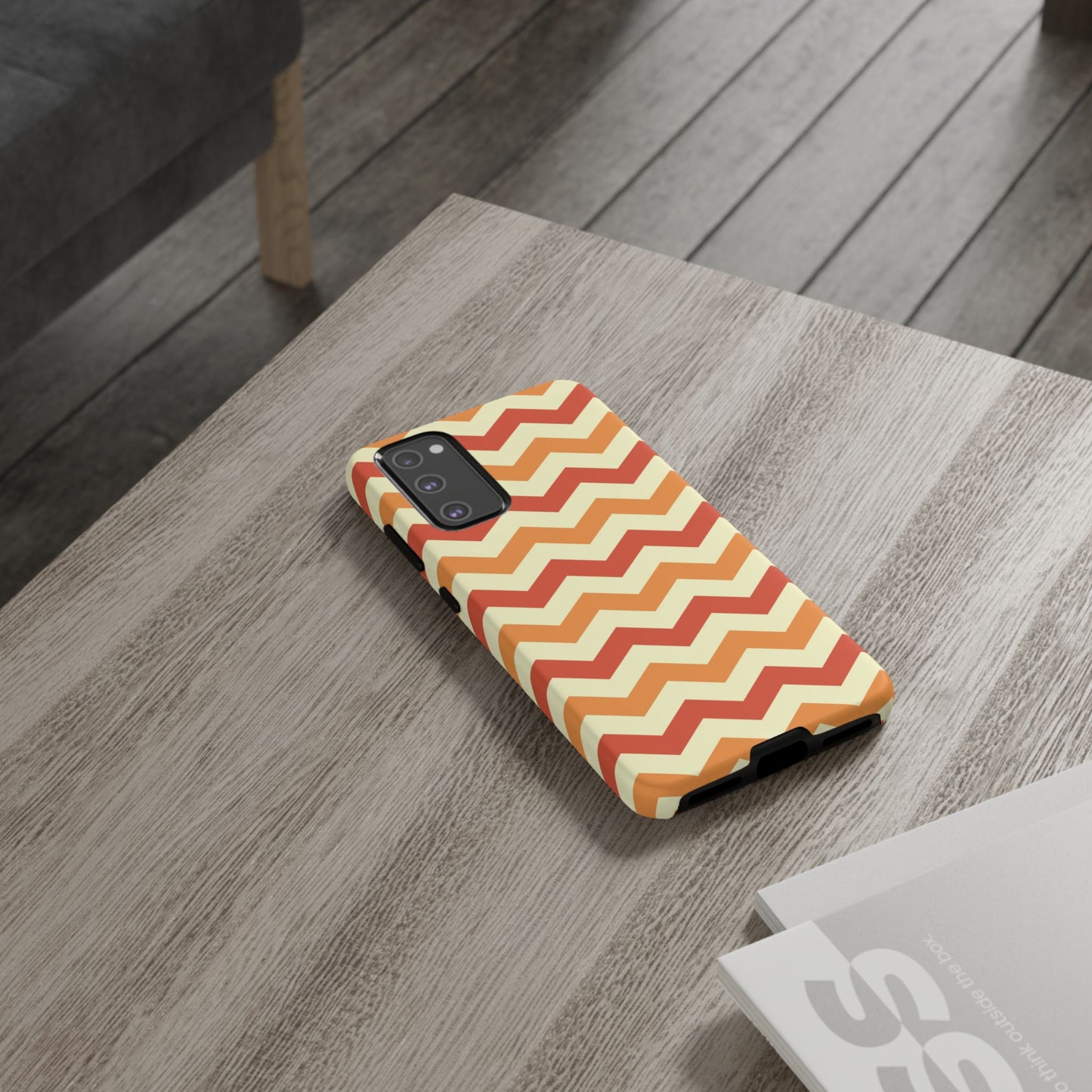 Warm Sunset Chevron – Orange, Red & Cream Geometric Samsung Galaxy Case